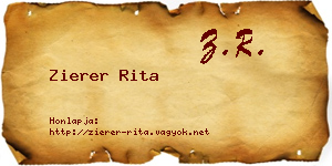 Zierer Rita névjegykártya